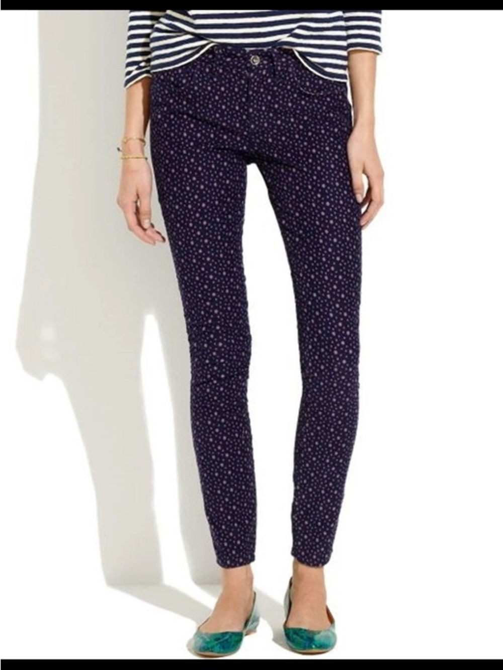 MADEWELL Navy & Mauve Dot Printed
SKINNY ANKLE CORDS Corduroy Pants 29